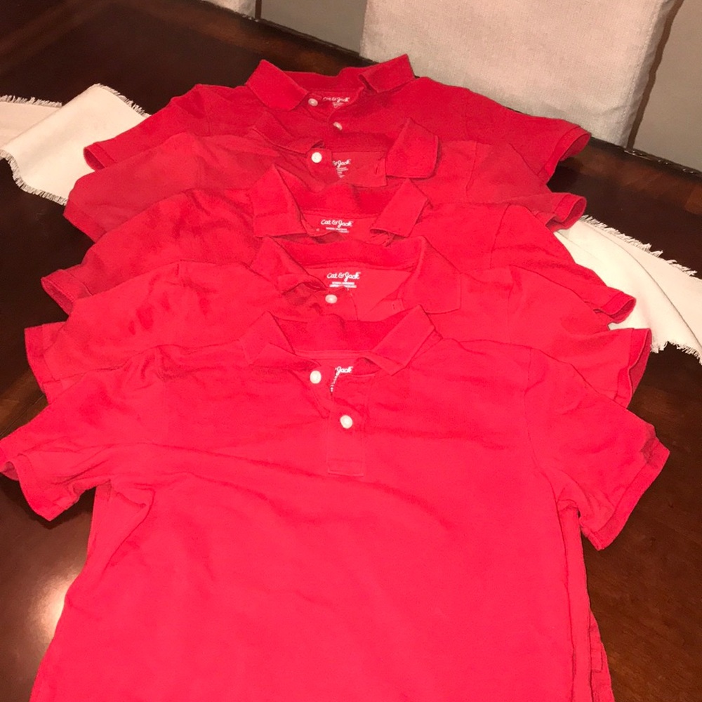 Lot of 5 red polo uniform shirts YXL/16